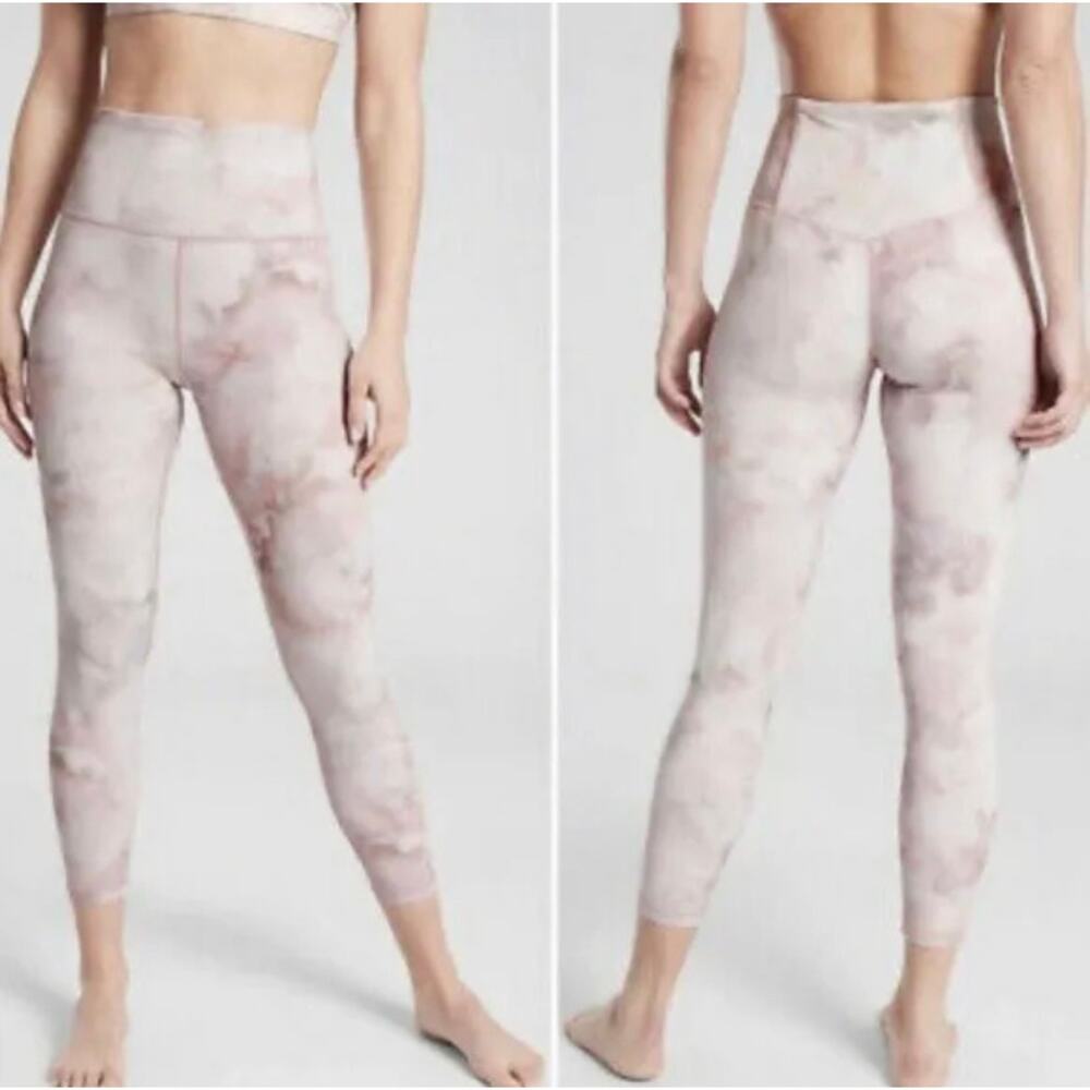 Athleta High Rise Elation Leggings Athletic 25" Snow Dye Rosario Pink Size Small